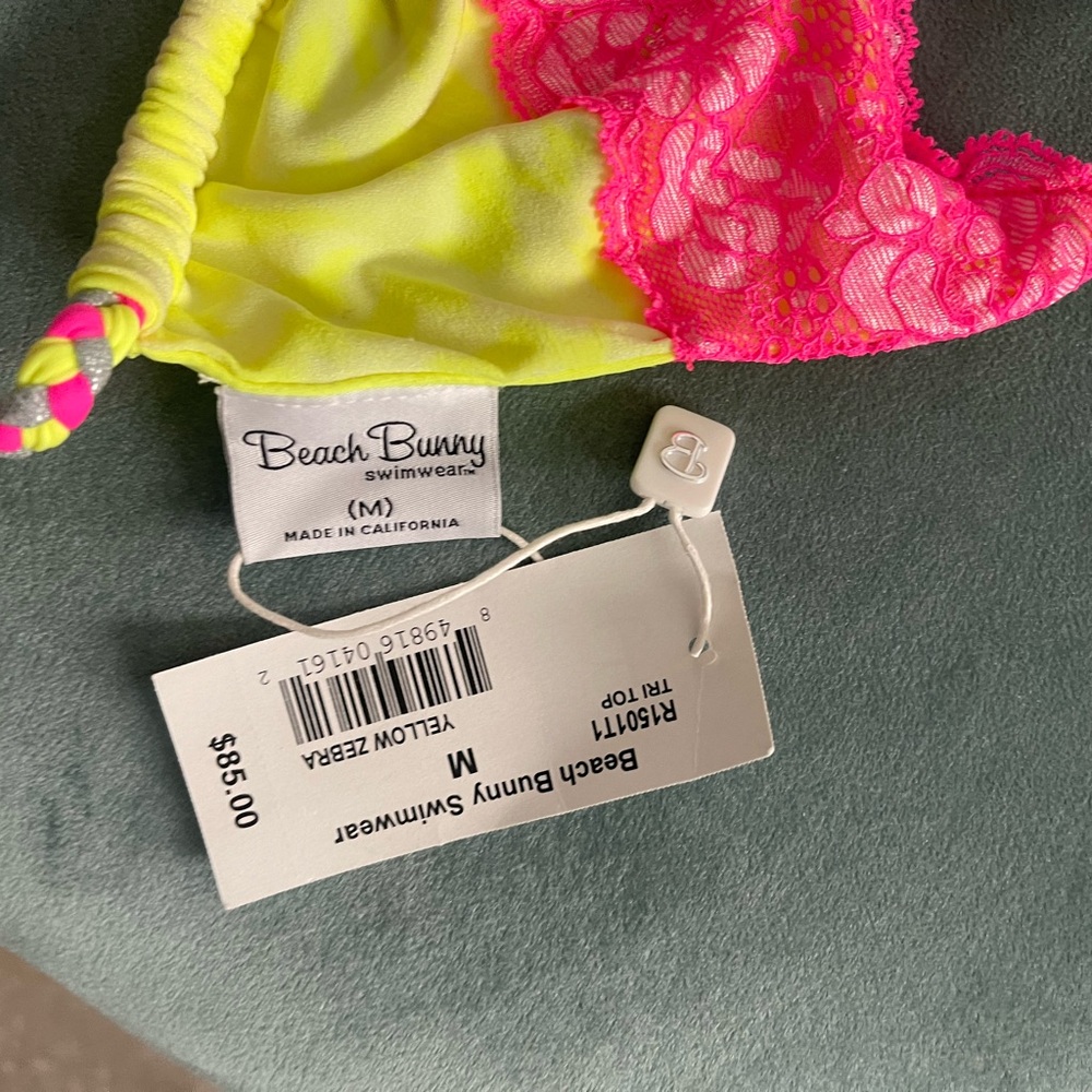 Beach Bunny Neon Yellow and Pink Lace Bikini Set BRAND NEW WITH TAGS - Picture 5 of 10